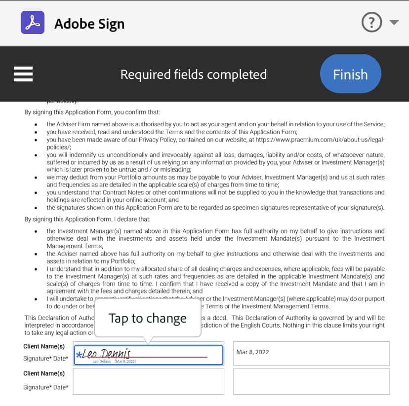 Adobe sign mobile step 10