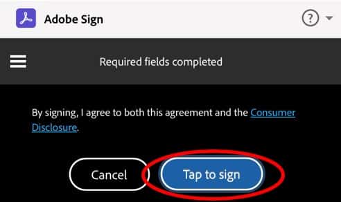 Adobe sign mobile step 11