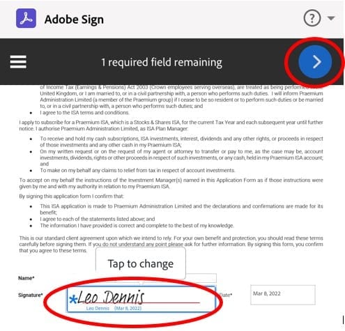 Adobe sign mobile step 8