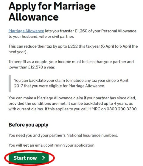 Apply for Marriage Allowance